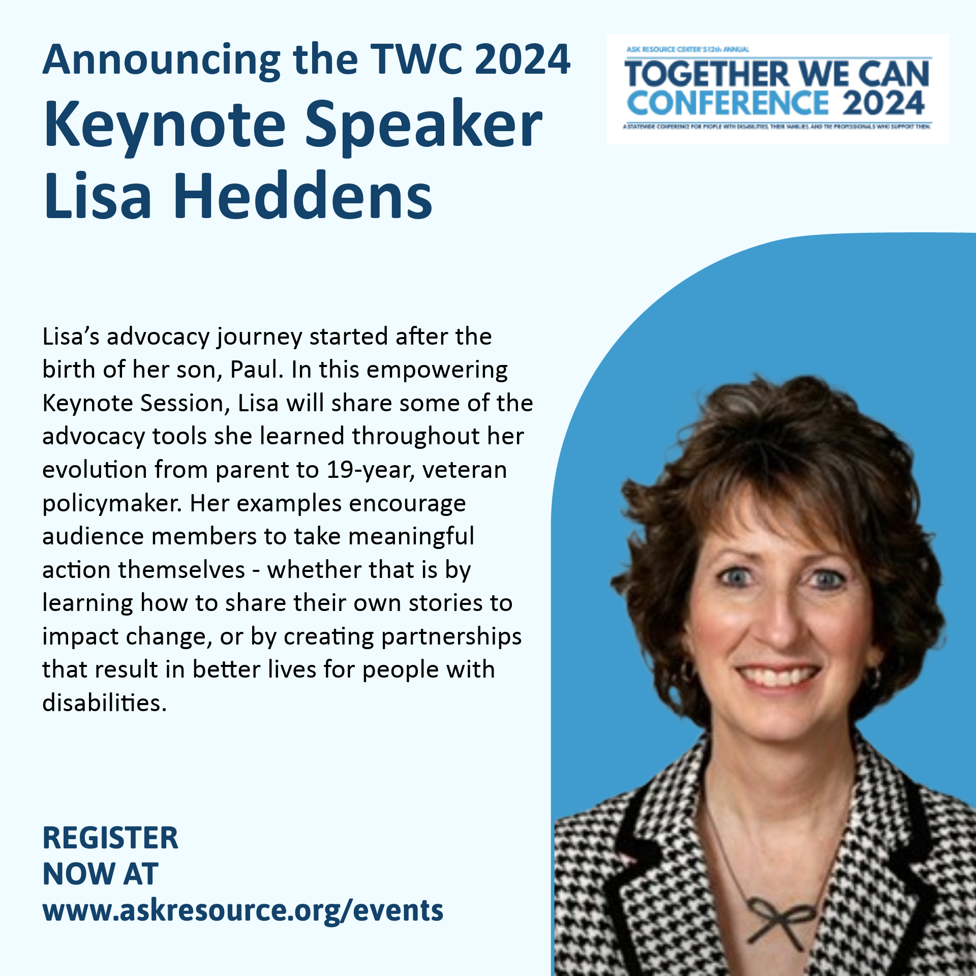 Lisa Heddens will be the Keynote Speaker at the 2024 TWC